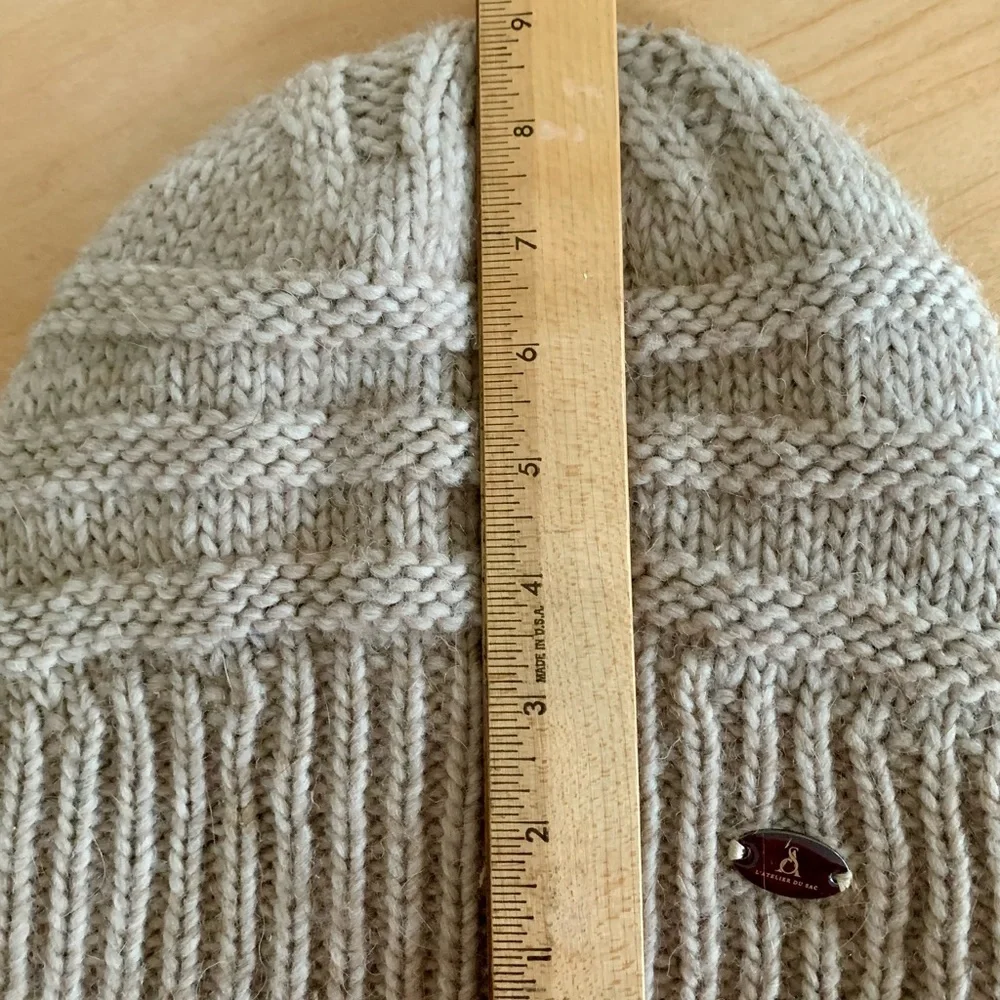 L’Atelier Du Sac Alpaca Blend Cozy Knit Beanie Hat Beige Oatmeal - Picture 7 of 8